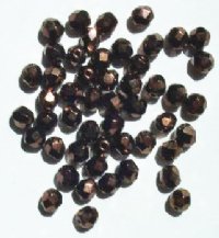 50 6mm Faceted Metallic Bronze Firepolish Beads